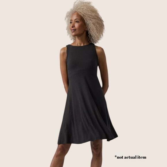 🖤 ATHLETA SANTORINI THERA SWING TANK DRESS SUPER SOFT FULLY LINED BLACK 1X - Picture 1 of 8